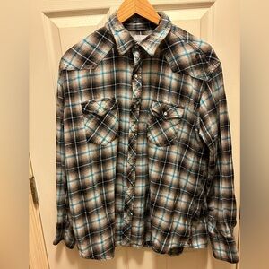 Wrangler Mens Wrancher Shirt w/ Pearl Snaps Sz XL